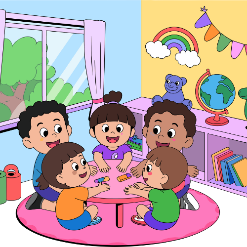 Nursery students in the Tiny Leads program at PencilPod Preschool participating in early social and motor skill activities